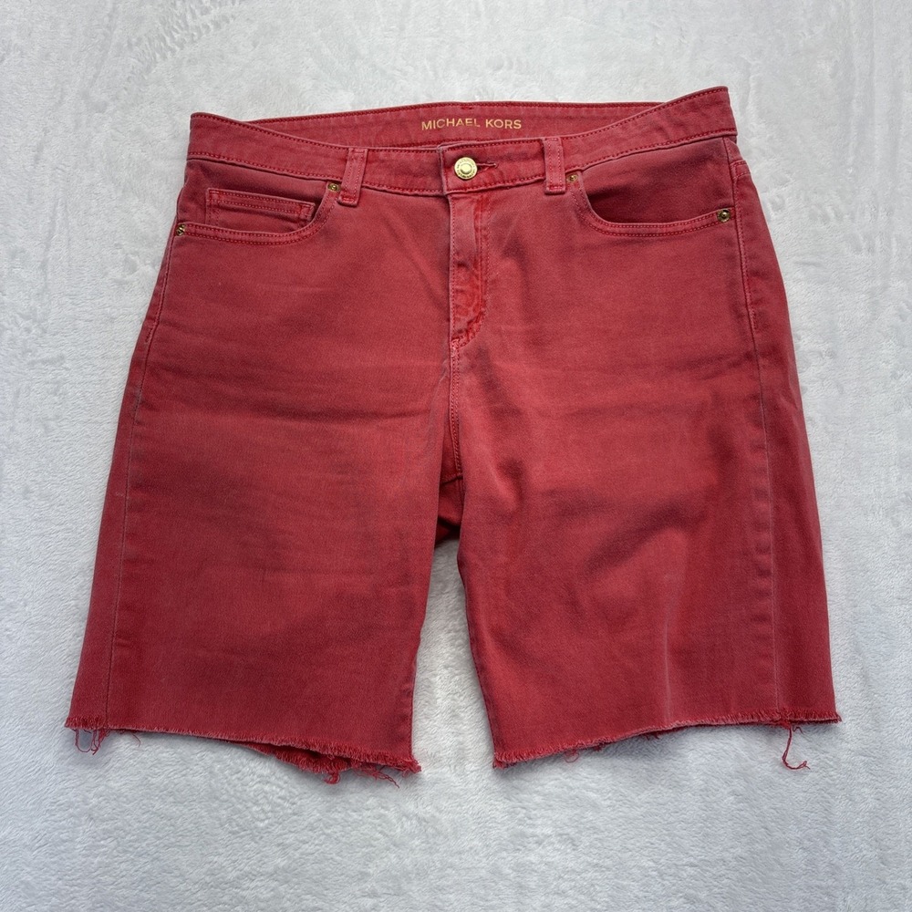 Michael Kors Shorts Women's Size 10 Red Izzy Cropped Skinny Mid-Rise Casual